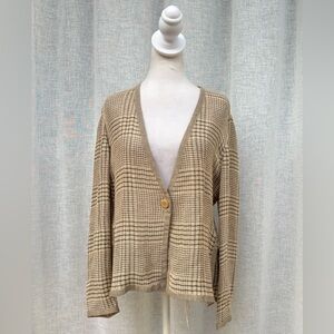 1990 Giorgio Armani Le Collezioni light cream glen plaid cardigan